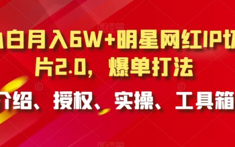 小白月入6W+明星网红IP切片2.0策略揭秘，独家爆单打法，从介绍到实操全攻略，工具箱助你一臂之力【深度解析】