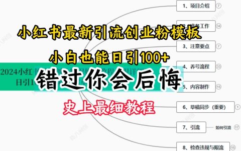 2024小红书创业粉引流攻略:史上最详细教程,从零开始打造影响力账号