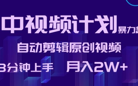 快速上手攻略:中视频计划全自动剪辑,原创视频3分钟制作,轻松月入2万+【独家揭秘】