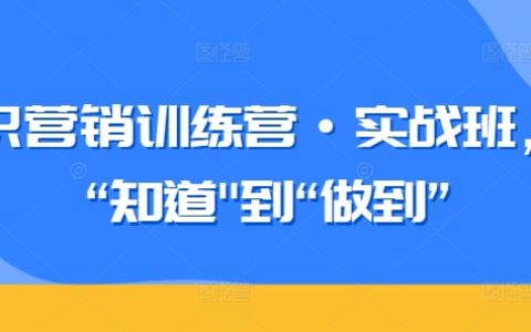 实战型知识营销特训营—从理论掌握到成果落地，提升营销实战能力