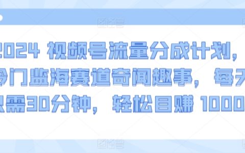 2024视频号新收益策略,探索冷门海域的奇闻轶事,每天30分钟,轻松日赚1000+【独家揭秘】