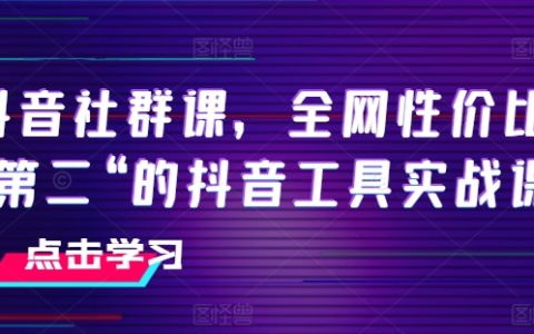 抖音社群实战课：全网高性价比排名第二的抖音工具