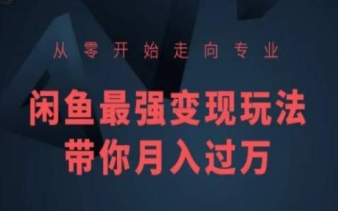 零基础小白变专家，闲鱼全新变现策略，带你轻松月入过万