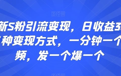 S粉快速引流秘籍：日入300+，揭秘多渠道变现技巧，高效产出短视频，每发必爆【实操指南】