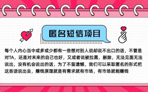 揭秘高收益冷门商机:匿名短信服务,巧妙操作信息差,月入五万不是梦