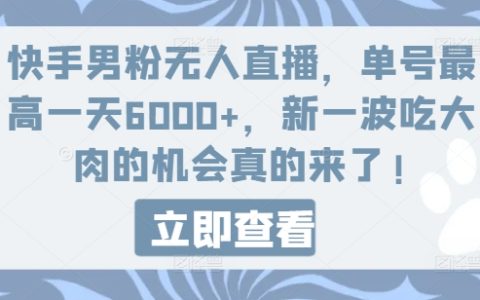 快手男性粉丝无人直播秘籍:单号日入 6000+,抓住新一波吃肉机会!