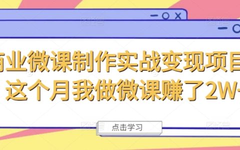 商业微课制作实战:本月轻松赚取2W+,揭秘高效变现攻略