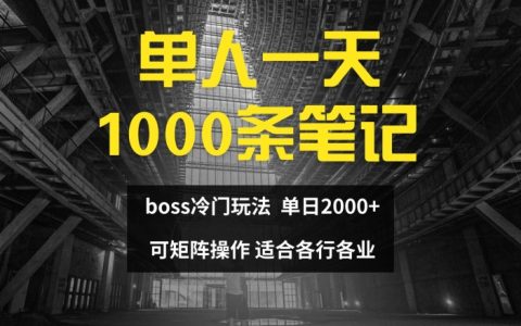 BOSS直聘高效笔记技巧：单日产出1000+笔记，实现日入2000+的秘密【实战指南】
