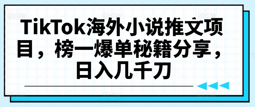 【TikTok国际版小说推广策略揭秘】：掌握爆款推文技巧，实现日收益数千美元的秘诀