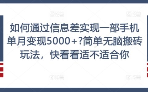 信息差变现5000+的简单无脑操作指南,揭秘快速盈利策略