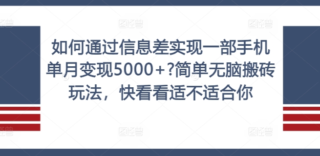 信息差变现5000+的简单无脑操作指南，揭秘快速盈利策略