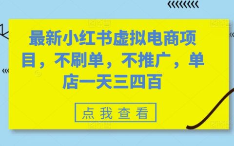 最新小红书虚拟电商创业项目,无需刷单和推广,单店日收入可达三四百的实操指南