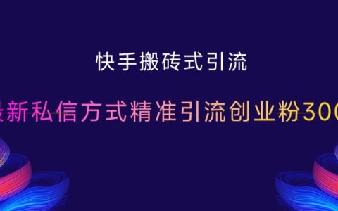 快手引流实战:最新私信技巧精准获取创业粉丝300+