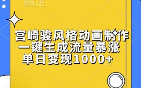 模仿宫崎骏风格动画创作,轻松实现单日流量暴涨及千元收益