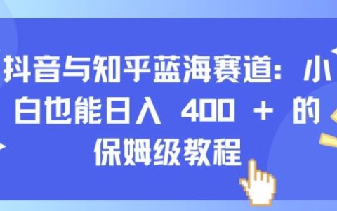 抖音与知乎蓝海赛道攻略:小白也能实现每日收益400元的详细教程