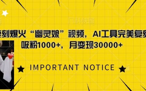 如何利用AI工具高效复刻热门“幽灵娘”视频,实现每日吸粉过千及月入万元目标