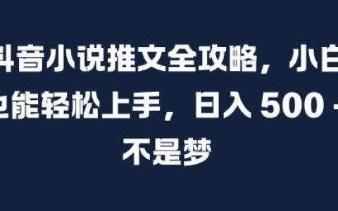 抖音小说推文全攻略，小白轻松上手，每日增加500+粉丝不是梦【深度解析】