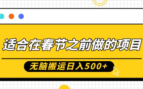 春节前无脑搬运项目,日赚50元起,0基础小白也能轻松月入过万