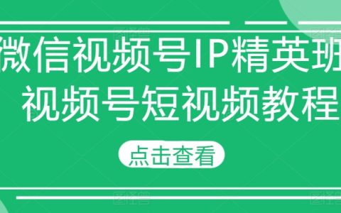 微信视频号IP打造精英课程-视频号短视频运营教程