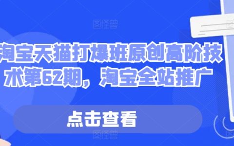 淘宝天猫高阶推广技巧第62期:全方位解析全站推广策略