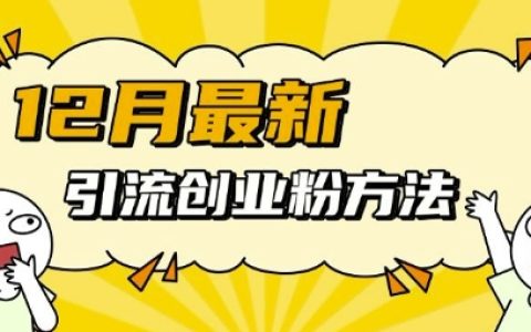 12月最新引流创业粉方法，方法非常简单，适用于多平台
