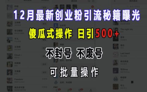 高效创业引流技巧大公开：傻瓜式操作日增粉丝500+，不封号不废号可批量操作【实战指南】