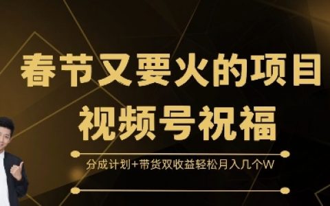 春节热门视频号祝福项目：分成计划与带货双收益模式，轻松月入数万元【实战解析】