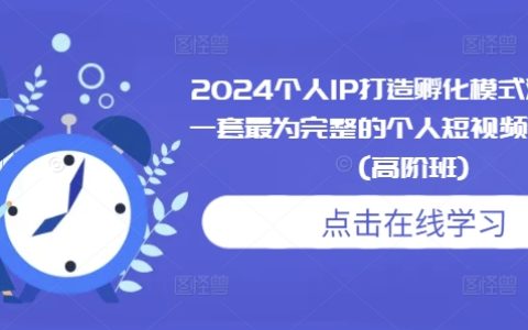 2024年个人IP打造全流程孵化课程：高阶短视频运营落地班