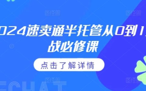2024年速卖通半托管模式从零开始实战教程：精通通投广告策略，详尽了解半托管政策