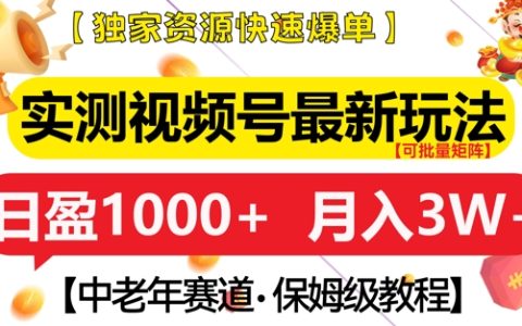 视频号最新运营技巧揭秘:中老年赛道实战分享,独家资源助力月入过万