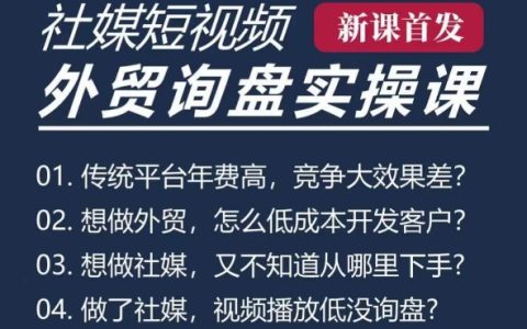 五大社交媒体与短视频引流课程(TK/INS/FB/YTB/视频号),助力B2B外贸工厂短视频培训班