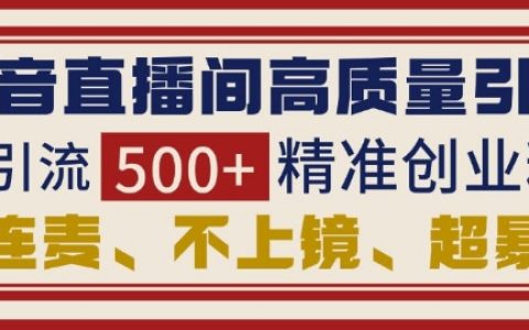 抖音直播间引流技巧：无需连麦不用上镜，日增500+高质量创业粉丝，轻松实现精准引流