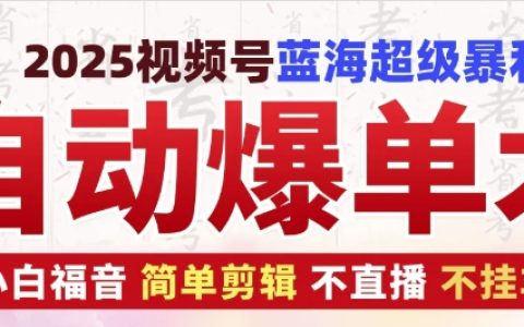 2025视频号蓝海盈利秘籍,小白福音,简单剪辑实现自动爆单(无需直播与挂车教程)