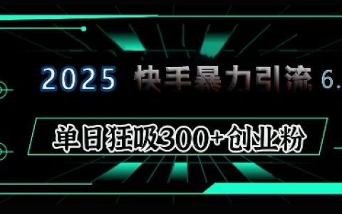 2025年快手新版6.0全方位指导教程，每日吸引300+精准创业粉丝保姆级教学
