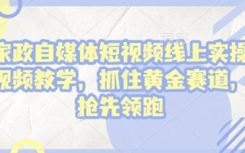 家政自媒体实战视频教程：线上操作指南，抢占黄金赛道，领先一步领跑!