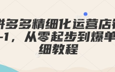 拼多多店铺精细化运营从零到爆单全攻略，0-1开店实战教程，详解运营技巧与策略