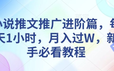 新手必看：每天只需一小时，利用小说推文技巧实现月入过万进阶教程