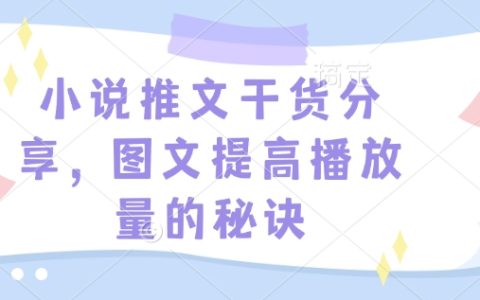 小说推文必看干货：图文并茂提升播放量的独家秘籍