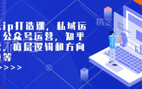 个人IP打造课程:私域运营、公众号运营、知乎运营全攻略及底层逻辑与方向定位