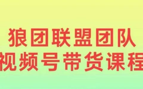 狼团联盟2024视频号带货攻略，0基础新手快速入门视频号营销