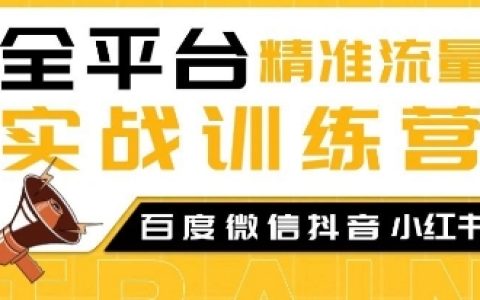 全网精准引流实战特训营,涵盖百度微信抖音小红书SEO优化技巧教程