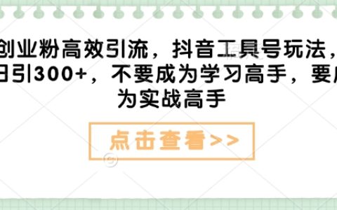 抖音工具号高效引流:创业粉日引300+,从学习到实战,快速实现变现
