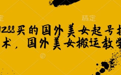 国外美女账号运营技巧:1288元起号与搬运全攻略