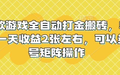 揭秘老款游戏全自动打金搬砖技巧,单号日赚2张左右,多号矩阵操作轻松提升收益