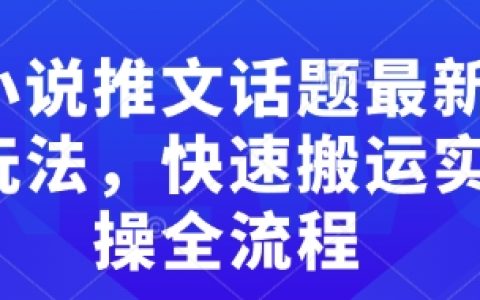 小说推文技巧大公开，高效搬运全流程实操指南【最新玩法】