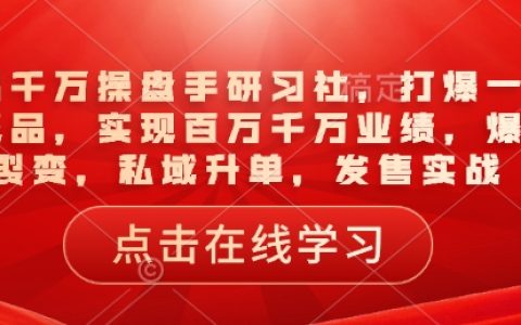 一品千万操盘手实战课程:打造爆款引流品,轻松实现百万千万业绩