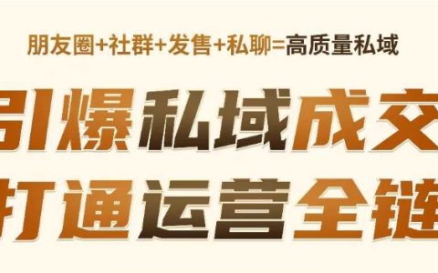 高成交私聊转化技巧：引爆私域成交，打通运营全链路