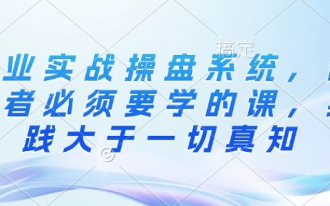 创业者必备实战指南：手把手教你搭建高效创业操盘系统
