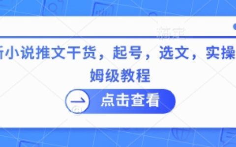 最新小说推广全攻略：起号+选文+实操保姆级教程，小白也能轻松上手