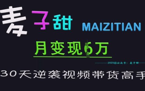 麦子甜视频带货特训营:30天从入门到高手,单月轻松突破6万+变现技巧